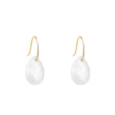 Boucles d'oreilles Alma, Agate Blanche & Or Jaune 750 - Morganne Bello