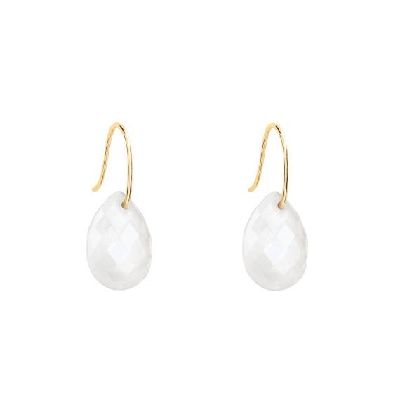 Boucles D'oreilles En Agate Avec Fermoir Plaqué Or - Neuf Sans Emballage, Bon état