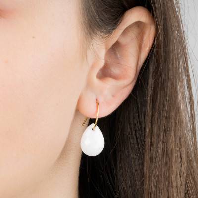 Boucles d'oreilles Alma, Agate Blanche & Or Jaune 750 - Morganne Bello