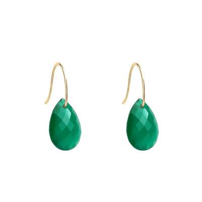 Boucles d'Oreille Or Jaune et Agate Verte - Morganne Bello