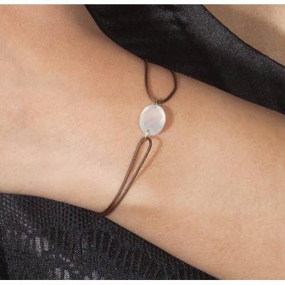 Bracelet Cordon Pierre de Lune Ovale, Ajustable - Les Valentines