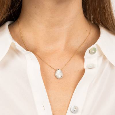 Collier Alma Diamants, Nacre & Or Jaune 750, Longueur 42 cm - Morganne Bello