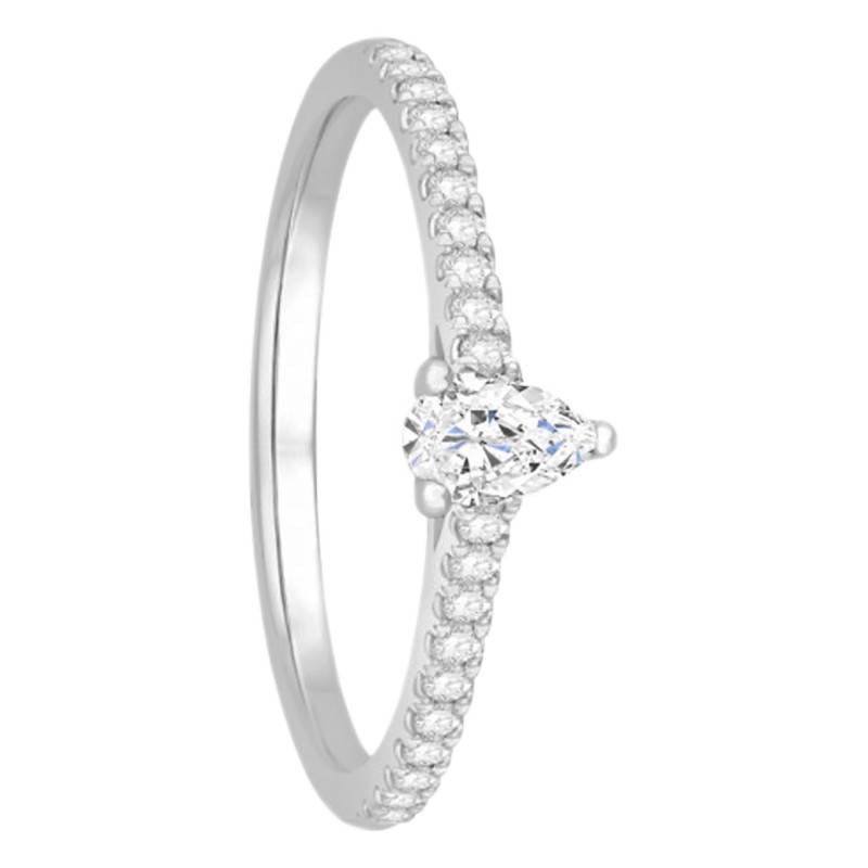 750 White Gold G/SI Diamond Engagement Ring with Side Stones 0.33 ct, Width 1.55 mm - Alliantine