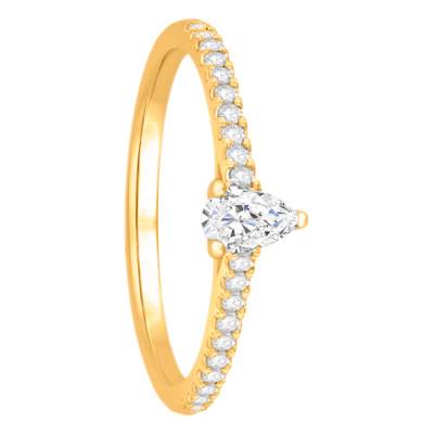 Solitaire en Or Jaune 750 & Diamants 0,33 ct, Largeur 1,55 mm - Alliantine