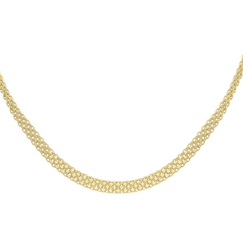 375 Yellow Gold Bismarck Chain, Length 43 cm, Width 3.50 mm to 6 mm - Manillon