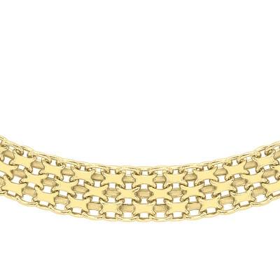 375 Yellow Gold Bismarck Chain, Length 43 cm, Width 3.50 mm to 6 mm - Manillon