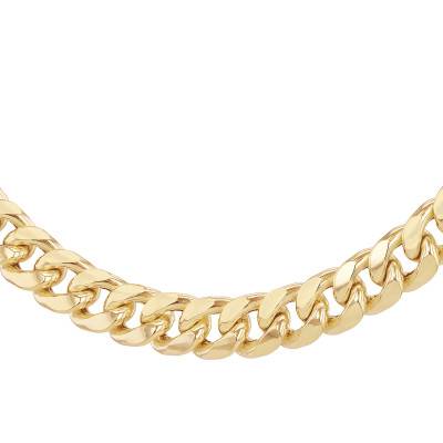 375/1000 Yellow Gold Curb Chain, Length 51 cm, Width 6 mm - Manillon