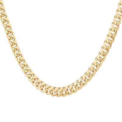 375/1000 Yellow Gold Curb Chain, Length 51 cm, Width 6 mm - Manillon
