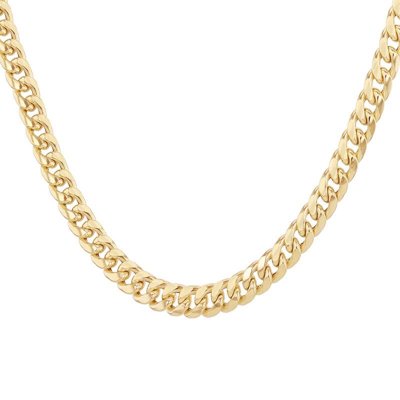 375/1000 Yellow Gold Curb Chain, Length 51 cm, Width 6 mm - Manillon