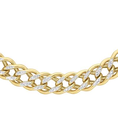 Two-Tone 375 Gold Double Curb Chain, Length 46 cm - Manillon