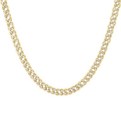 Two-Tone 375 Gold Double Curb Chain, Length 46 cm - Manillon