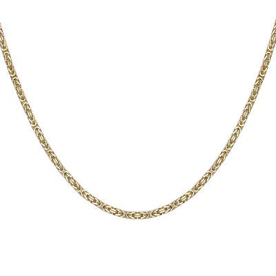 Chaîne Byzantine Carrée Or Jaune 375, Longueur 46 cm, Largeur 3,30 mm - Manillon