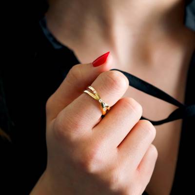750 Yellow Gold & Diamond Crossover Ring 0.11 ct - Size 58 and 59 - Ofée bijoux