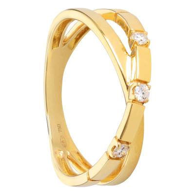 750 Yellow Gold & Diamond Crossover Ring 0.11 ct - Size 58 and 59 - Ofée bijoux