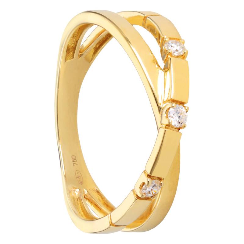 750 Yellow Gold & Diamond Crossover Ring 0.11 ct - Size 58 and 59 - Ofée bijoux