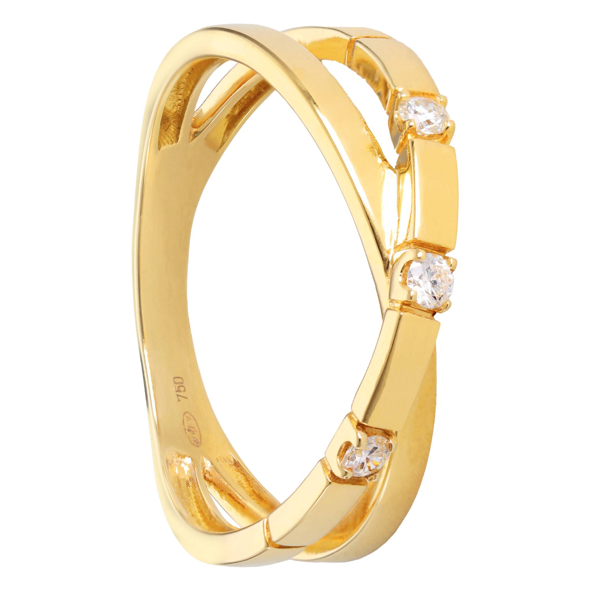 Bague Or 750/1000 (18 Carats) - Modèle Rubans Croisés - Poids 1,33 G - Occasion