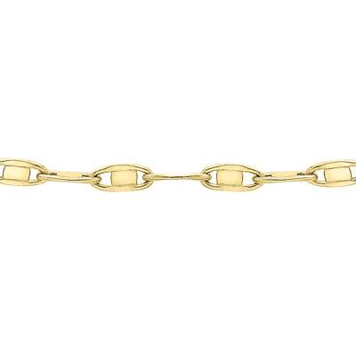 375/1000 Yellow Gold Flat Oval Link Chain, 46 cm Length, 2.70 mm Width - Manillon