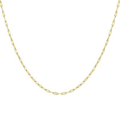 375/1000 Yellow Gold Flat Oval Link Chain, 46 cm Length, 2.70 mm Width - Manillon