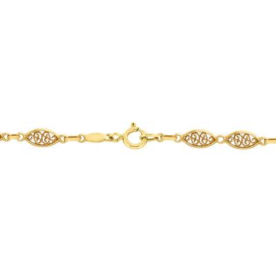 375/1000 Yellow Gold Filigree Chain, Length 46 cm, Width 5.20 mm - Manillon