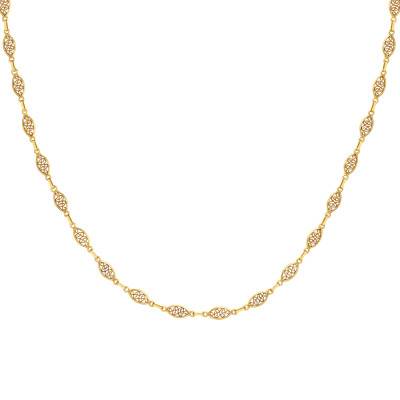 375/1000 Yellow Gold Filigree Chain, Length 46 cm, Width 5.20 mm - Manillon