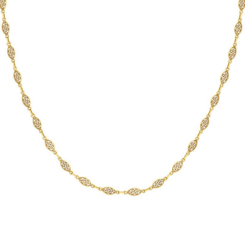 375/1000 Yellow Gold Filigree Chain, Length 46 cm, Width 5.20 mm - Manillon