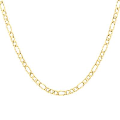 Chaîne Maille Figaro 1-3 en Or Jaune 375, Longueur 46 cm, Largeur 5,60 mm - Manillon