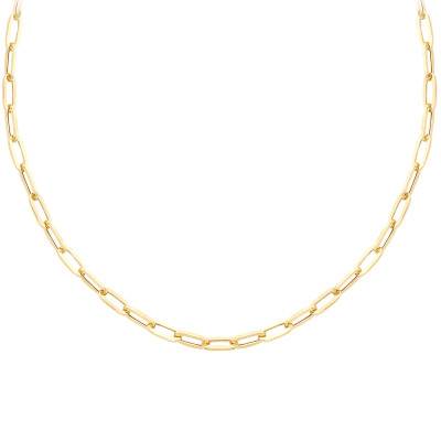 375/1000 Yellow Gold Oval Link Chain, Length 46 cm, Width 3.50 mm - Manillon