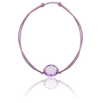 Bracelet Cordon Améthyste Ovale, Ajustable - Les Valentines