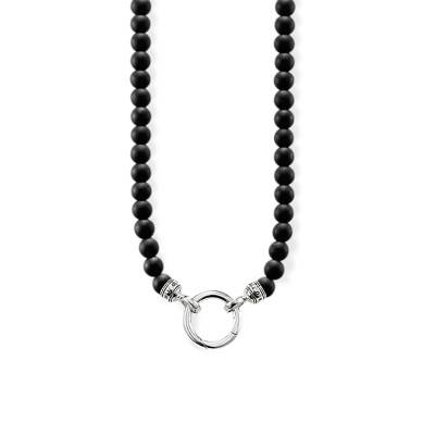 Rebel Cliffs 925 Silver & Obsidian Necklace, Length 60 cm or 90 cm - KE1102-023-11 - Thomas Sabo