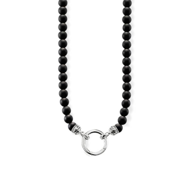 Rebel Cliffs 925 Silver & Obsidian Necklace, Length 60 cm or 90 cm - KE1102-023-11 - Thomas Sabo