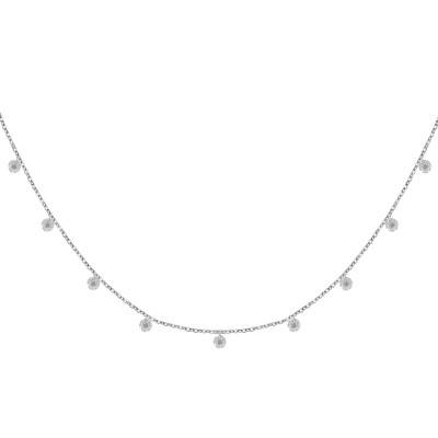 Collier Pierres Rondes Transparentes & Argent, Longueur de 40 à 45 cm - Ocarat