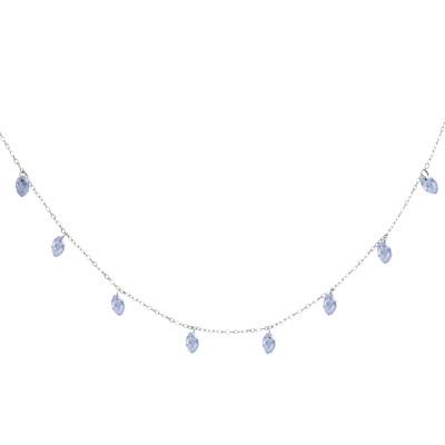 Collier Pierres Navettes Transparentes & Argent, Longueur de 40 à 45 cm - Ocarat