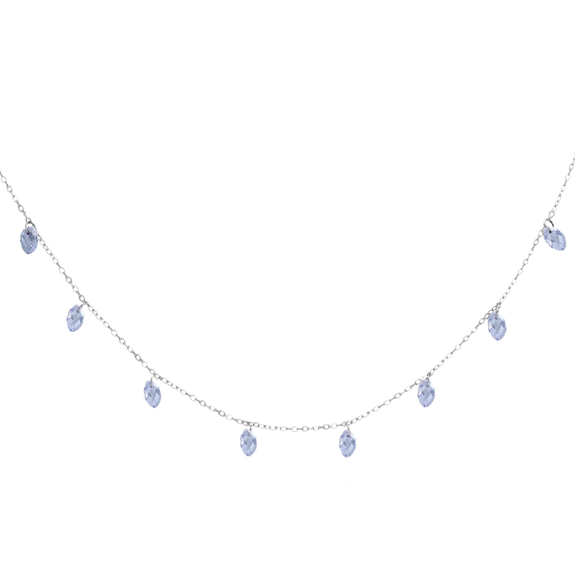 Collier Vintage Art Nouveau - Argent Sterling Et Zircon Transparent - Semi-rigide Avec Poinçons - État Correct
