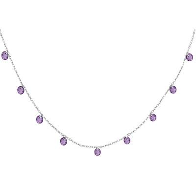 Collier Pierres Rondes Violettes & Argent, Longueur de 40 à 45 cm - Ocarat