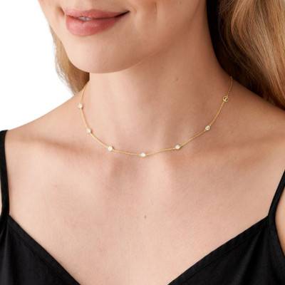 Kors Brilliance 925 Silver Yellow Gold-Plated Necklace & Cubic Zirconia, Length 43 cm - Michael Kors