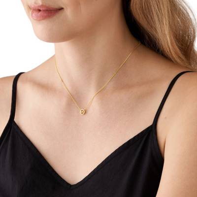 Kors MK Round 925 Silver Yellow Gold-Plated & Zirconium Oxide Cable Chain Necklace, 38 cm to 43 cm - Michael Kors