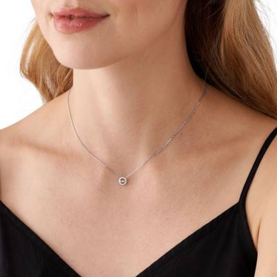 Round Kors MK 925 Silver & Cubic Zirconia Necklace, Length 38 cm to 43 cm - Michael Kors