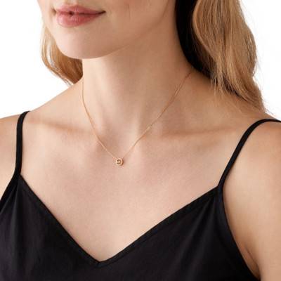 Round Kors MK 925 Silver Rose Gold Plated & Cubic Zirconia Necklace, Length 38 cm to 43 cm - Michael Kors