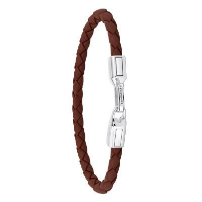Rebel Basics Brown Leather and 925 Silver Bracelet, Lengths 17 cm to 21 cm, Width 5 mm - A2149-682-6 - Thomas Sabo