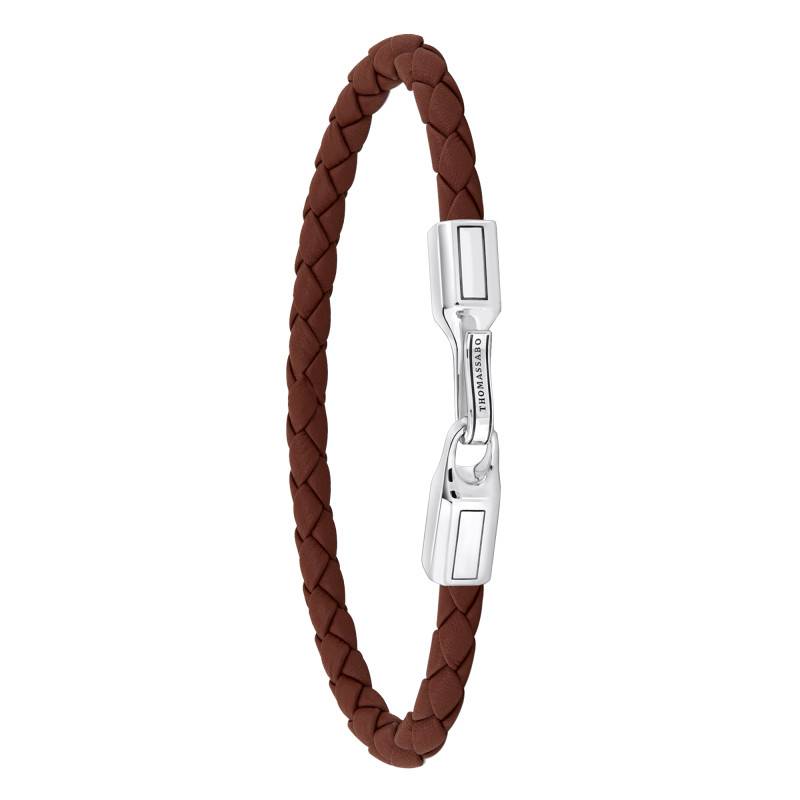 Rebel Basics Brown Leather and 925 Silver Bracelet, Lengths 17 cm to 21 cm, Width 5 mm - A2149-682-6 - Thomas Sabo