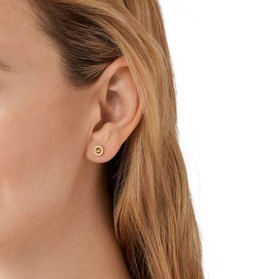 Boucles d'oreilles Kors MK Rondes Argent Plaqué Or Jaune & Zircones - Michael Kors