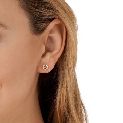Boucles d'oreilles Kors MK Rondes Argent Plaqué Or Rose & Zircones - Michael Kors