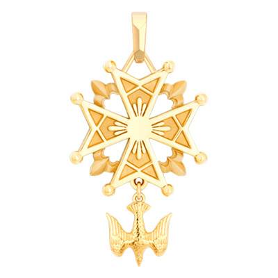 750 Yellow Gold Huguenot Cross, Diameter 19 mm or 22 mm - Becker