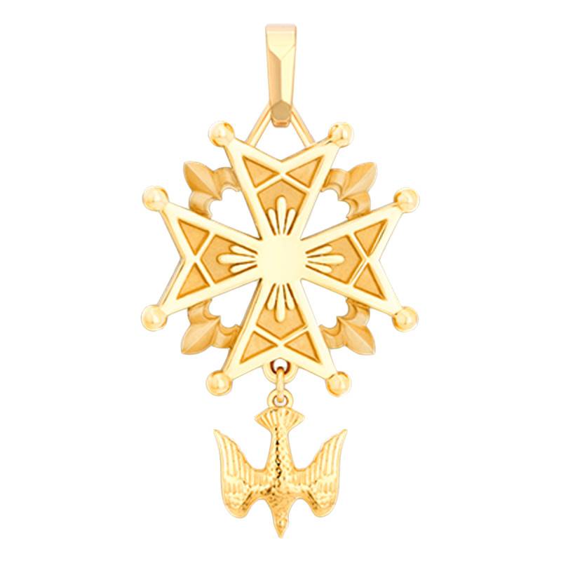 750 Yellow Gold Huguenot Cross, Diameter 19 mm or 22 mm - Becker