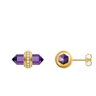 Boucles d'oreilles Cosmic Amulets en Plaqué Or Jaune & Zircones Bicolores - H2281-414-13 - Thomas Sabo
