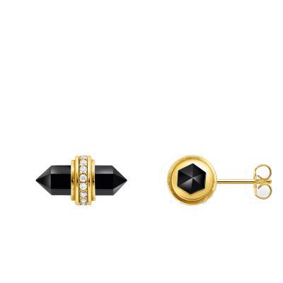 Cosmic Amulets Yellow Gold-Plated & Black Onyx Stud Earrings - H2281-177-11 - Thomas Sabo