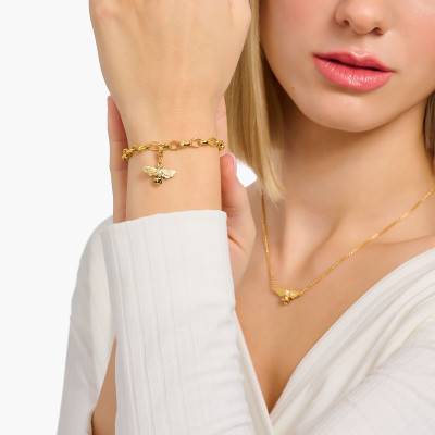 Yellow Gold-Plated Bee Charm Pendant & Bicolor Stones - 1449-414-39 - Thomas Sabo