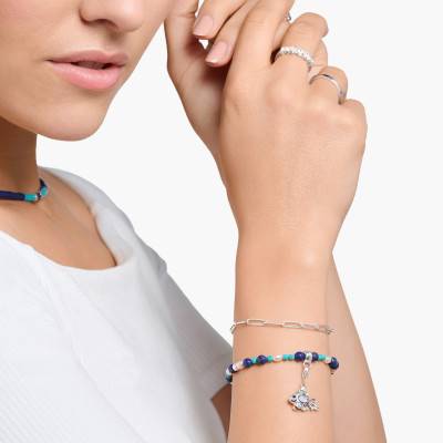 Fish Charm Pendant in 925 Silver & Two-Tone Stones - 1884-945-7 - Thomas Sabo