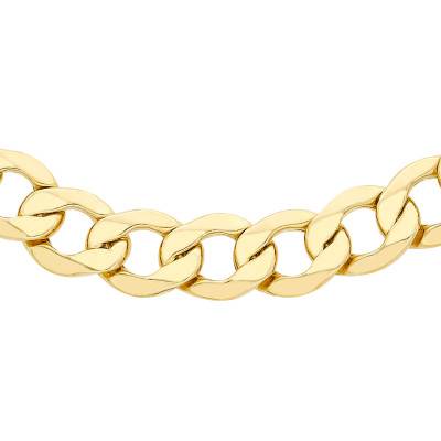 375/1000 Yellow Gold Curb Chain, Length 46 cm, Width 8.90 mm - Manillon
