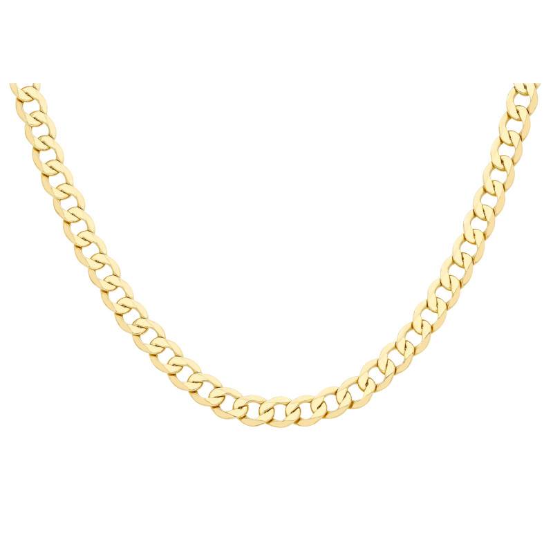 375/1000 Yellow Gold Curb Chain, Length 46 cm, Width 8.90 mm - Manillon